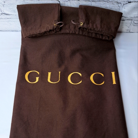 'GUCCI' GOLD~LEAF LOGO DUST BAG 21"×21" DOUBLE RIVET - Picture 1 of 12